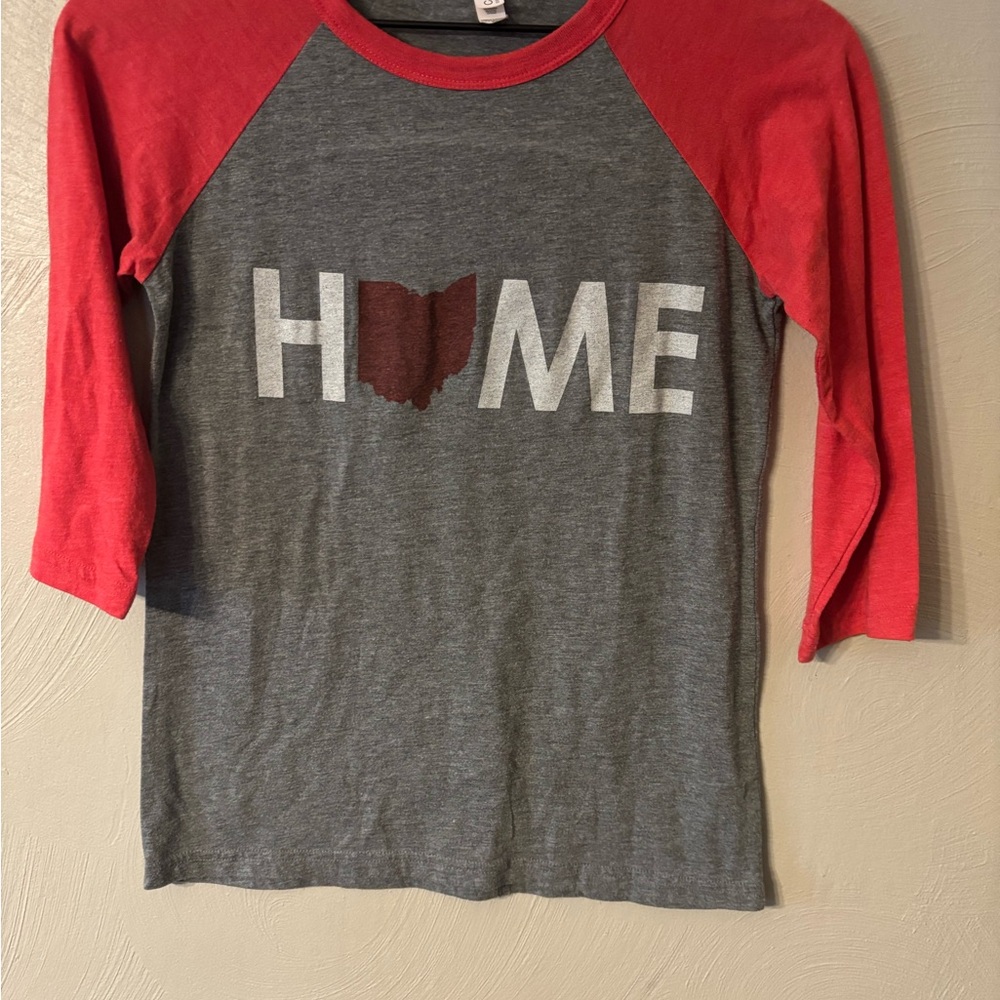 Bella Canvas Gray Tee with Red Trim